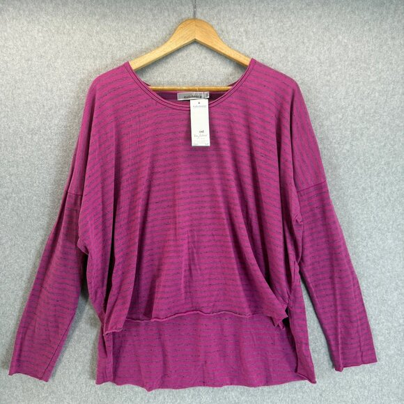 Cut Loose Purple Striped Two Tone Rosa‎ Boxy Pullover Long Sleeve Top One Size - Picture 1 of 14